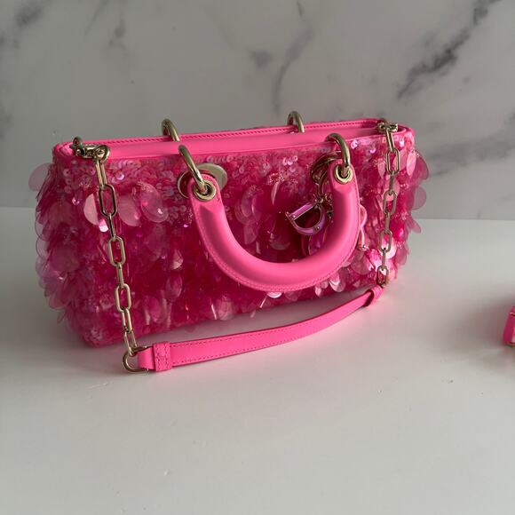 Dior Barbie Pink Sequin D-joy Bag Small Size - Picture 9 of 13